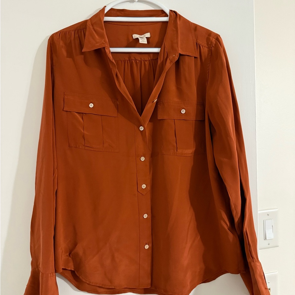 Jcrew Silk Women's Rust Button-Up Blouse